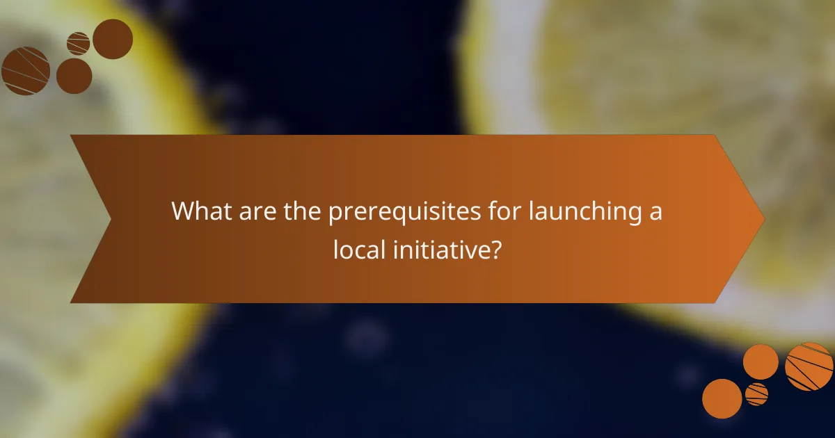 What are the prerequisites for launching a local initiative?