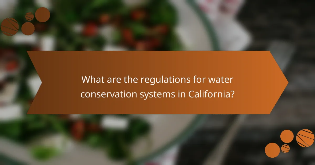 What are the regulations for water conservation systems in California?